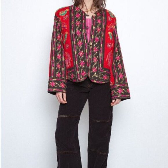 Vintage 90's Pier One Passports Embroidered Jacket - Picture 1 of 7